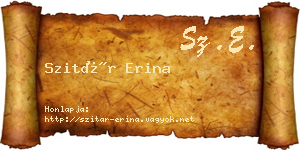 Szitár Erina névjegykártya